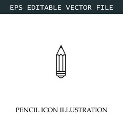 Pencil Icon Black and White Vector Design Image Illustration
