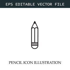 Pencil Icon Black and White Vector Design Image Illustration
