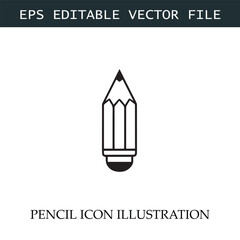 Pencil Icon Black and White Vector Design Image Illustration
