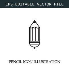 Pencil Icon Black and White Vector Design Image Illustration
