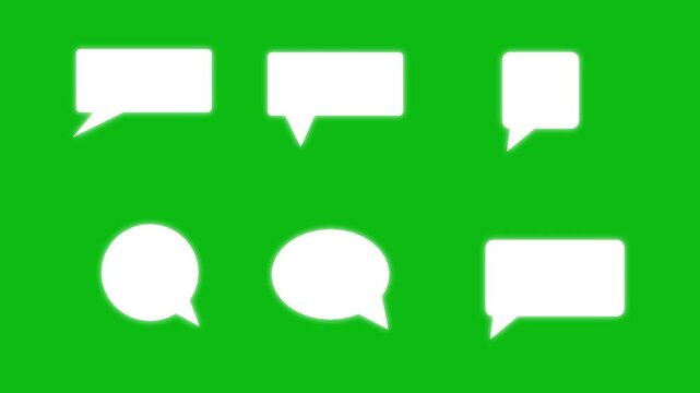 bubble chat messages on green screen chroma key. Speech Bubble Green Screen. pop up chat box, Text box, pop up chat box, message box cartoon animated icon 4k video.