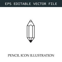 Pencil Icon Black and White Vector Design Image Illustration
