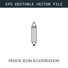 Pencil Icon Black and White Vector Design Image Illustration
