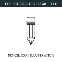 Pencil Icon Black and White Vector Design Image Illustration
