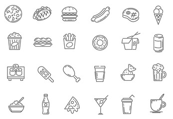 Fast food line icons.. vector. editable
