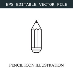 Pencil Icon Black and White Vector Design Image Illustration
