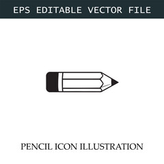Pencil Icon Black and White Vector Design Image Illustration
