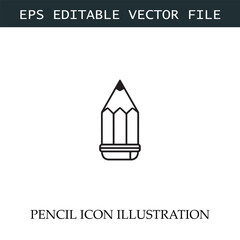 Pencil Icon Black and White Vector Design Image Illustration
