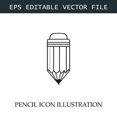 Pencil Icon Black and White Vector Design Image Illustration
