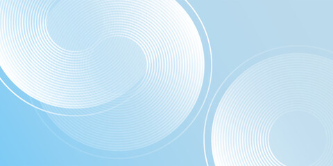 Vector minimalist banner background, pastel colorful, blue and white gradations. Circle effect style geometric abstract modern