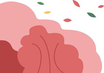 Abstract autumn landscape with falling leaves. Minimalist art for background, greeting card, poster, banner, and web design.