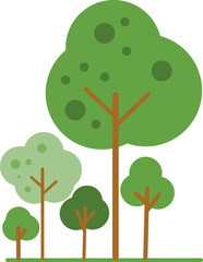 Fototapeta premium Simple green trees illustration. Landscape nature scene with abstract forest. Environmental conservation concept for a background or scene.