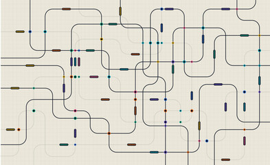 Circuit connect lines and dots. Network technology and Connection concept. Decentralized network nodes connections