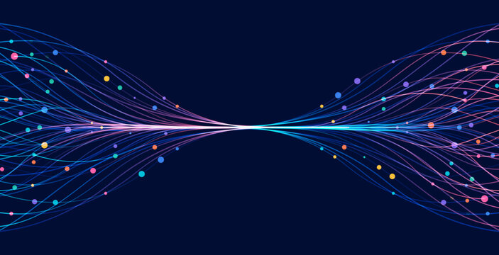 Ai technology. Concept of artificial intelligence. Dots lines. Digital, communication, science, networks