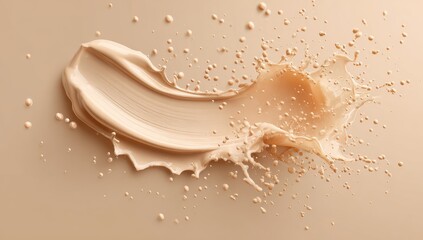 Beige foundation smear with splash
