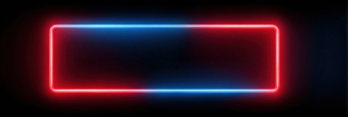 Neon Red and Blue Glowing Bracket Design for Digital Display or Advertising in Dark Ambience