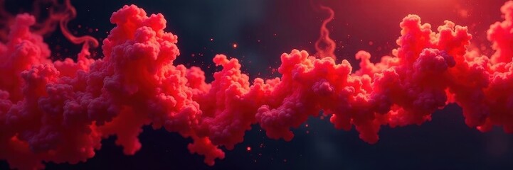 Intricate red smoke trails, bold color contrasts, abstract art , vibrant, curl