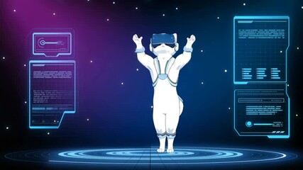 Cat wearing VR headset reacting to the Virtual reality - Powered by Adobe