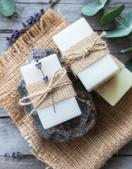 Handmade soaps decorated with lavender