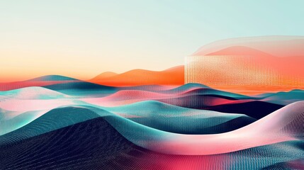 Abstract landscape with vibrant, swirling colors and soft light, evoking a sense of serenity and movement.