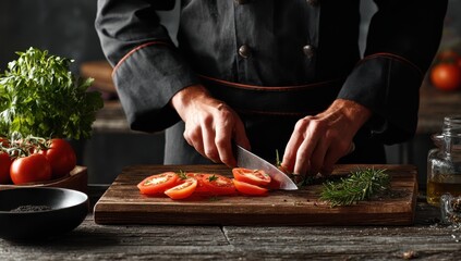 Chef slicing tomatoes (1)