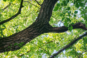 A spotted woodpecker chick peeks out of the nest.

