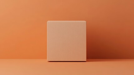 A light peach-colored box sits on a matching peach background.