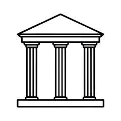 Obraz premium Simple Greek Temple Outline Icon Illustration