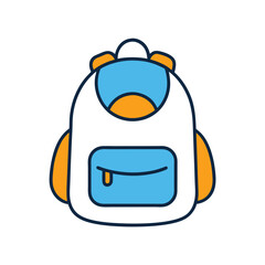 Colorful cartoon backpack icon illustration
