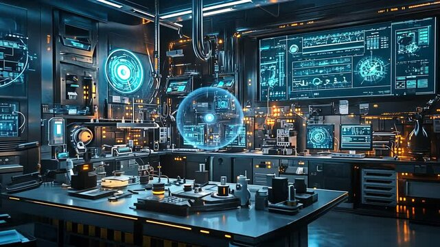 Futuristic laboratory interior
