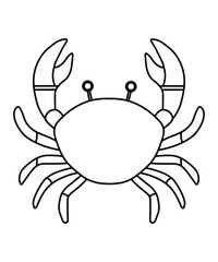 Crab Outline Illustration in Line Art Style