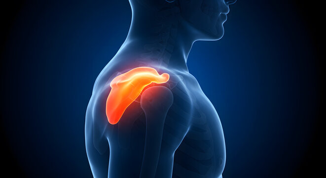 Scapula Highlighted - Human Anatomy Illustration - Powered by Adobe