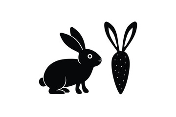 Obraz premium Bunny and carrot illustration for Easter vector art illustration