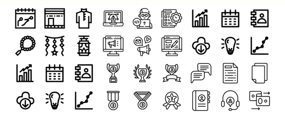 A comprehensive collection of 40 meticulously crafted line icons, ideal for business, marketing, and project management applications.