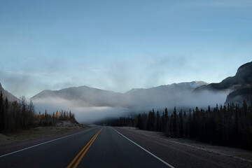 Fog around mountain in Canada