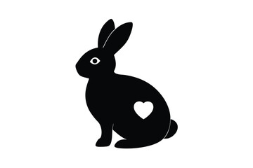 Obraz premium Easter bunny silhouette with heart details vector art illustration