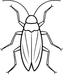 Cockroach outline vector illustration, line art
