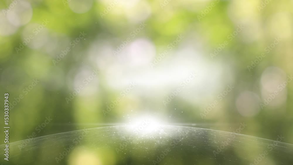 Wall mural concept nature science sunny blurred bokeh with glowing sphere loop background.
