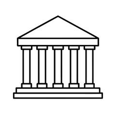 Greek Temple Line Art Simple Vector Illustration