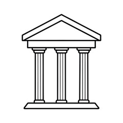 Fototapeta premium Simple Greek Temple Outline Illustration Black and White