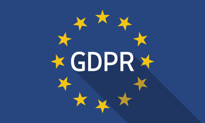 GDPR Compliance with Long Shadow on the European Union Flag.