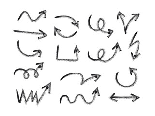 Hand Drawn Arrows Set vector collection, Grunge arrow brush drawn, sketched scribbles doodle symbols decorative element design illustration