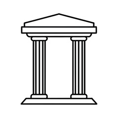 Obraz premium Simple Greek Temple Outline Icon Illustration
