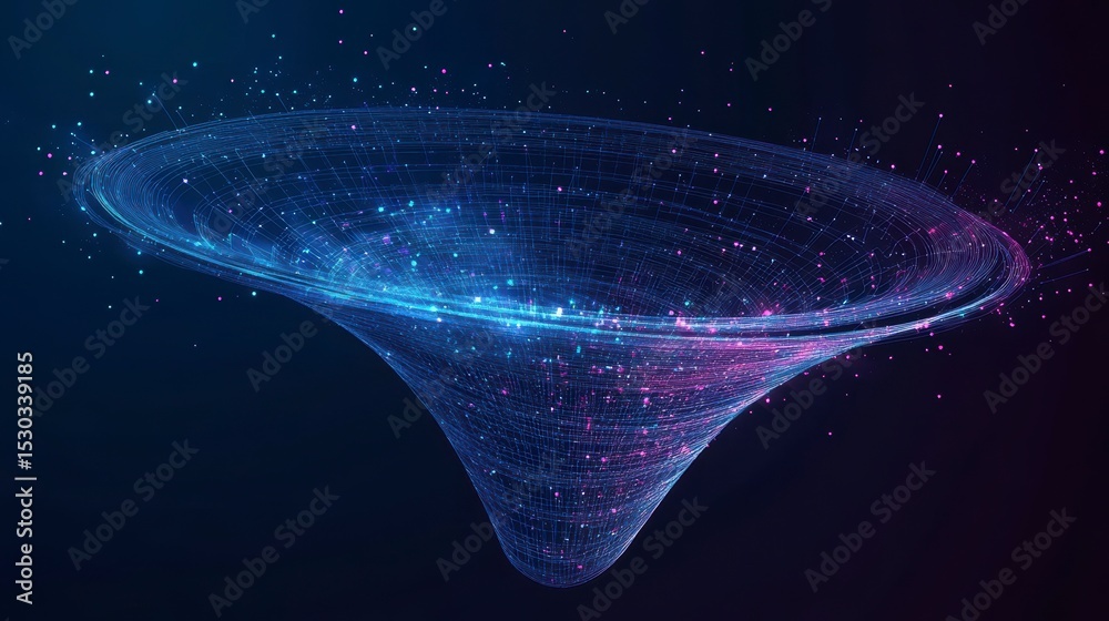 Wall mural abstract swirling vortex of light and particles, futuristic digital data flow concept.