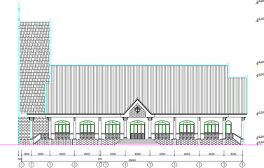 vector illustration of architectural design view of exterior facade of holy catholic church with classic vintage style