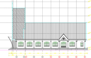 vector illustration of architectural design view of exterior facade of holy catholic church with classic vintage style
