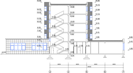 vector illustration of architectural design view of facade of modern multi-storey office building