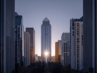 Obraz premium City skyline at dawn (1)