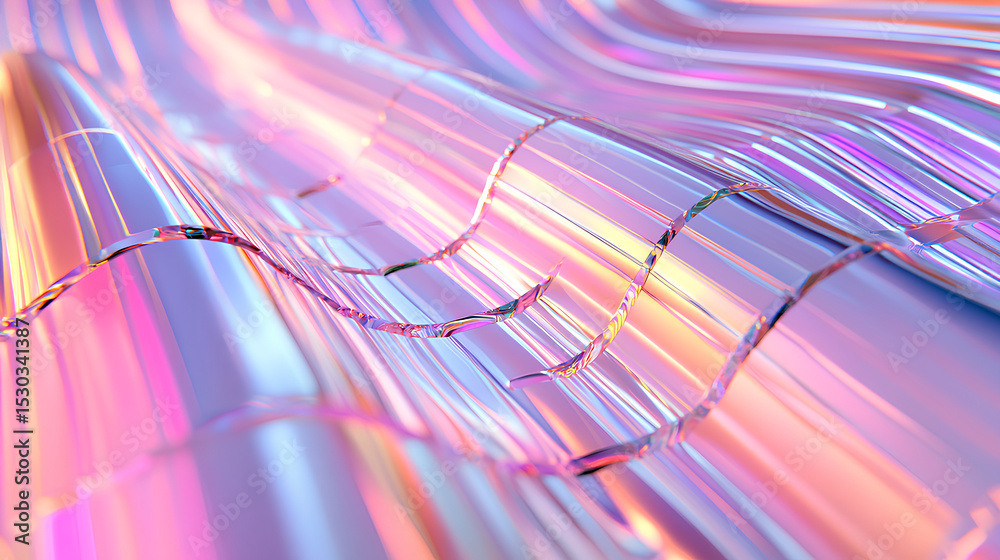 Poster abstract 3d background with glass wave speed motion effect of rows square lines. holographic gradien