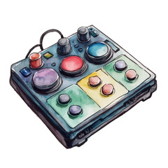 Electronic Drum Pad, watercolor clipart vector, isolated on a white background.